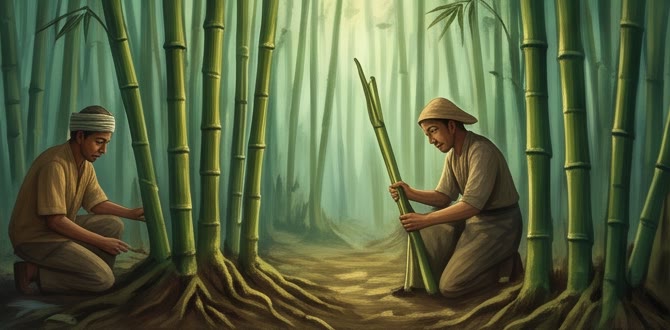 工匠在竹林中爭相採伐竹子